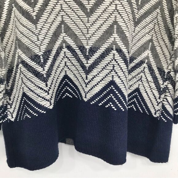 Anthropologie Moth Gray White Chevron Knit Open Front Cardigan Sweater - Picture 12 of 15